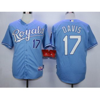 Men's Kansas City Royals #17 Wade Davis Light Blue Cool Base Baseball Jersey