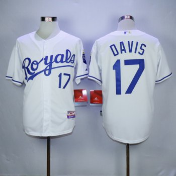 Men's Kansas City Royals #17 Wade Davis White Home Cool Base Baseball Jersey