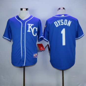 Men's Kansas City Royals #1 Jarrod Dyson Navy Blue KC Cool Base Baseball Jersey