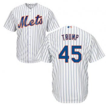 Men's New York Mets #45 Presidential Candidate Donald Trump White Jersey