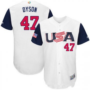 Men's Team USA Baseball Majestic #47 Sam Dyson White 2017 World Baseball Classic Stitched Authentic Jersey