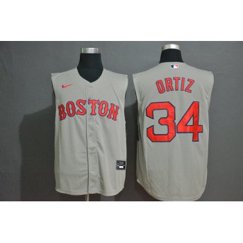 Men's Boston Red Sox #34 David Ortiz Grey 2020 Cool and Refreshing Sleeveless Fan Stitched MLB Nike Jersey