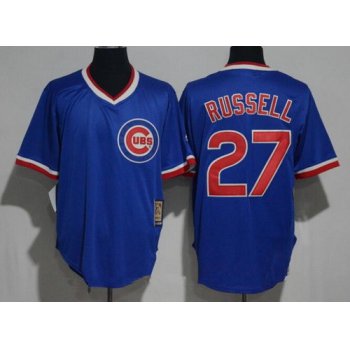 Men's Chicago Cubs #27 Addison Russell Royal Blue Pullover Stitched MLB Majestic 1994 Cooperstown Collection Jersey