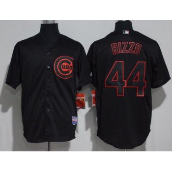 Men's Chicago Cubs #44 Anthony Rizzo Lights Out Black Fashion Stitched MLB Majestic Cool Base Jersey