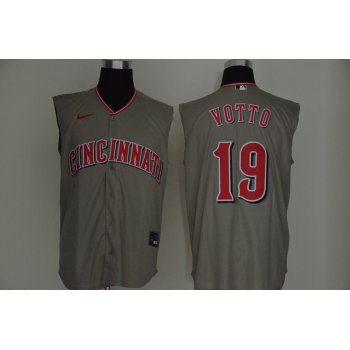 Men's Cincinnati Reds #19 Joey Votto Gray 2020 Cool and Refreshing Sleeveless Fan Stitched MLB Nike Jersey