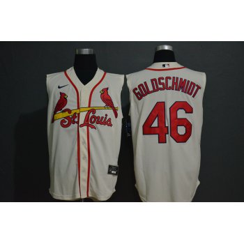 Men's St. Louis Cardinals #46 Paul Goldschmidt Cream 2020 Cool and Refreshing Sleeveless Fan Stitched MLB Nike Jersey