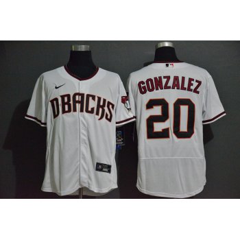 Men's Arizona Diamondback #20 Luis Gonzalez White Stitched Nike MLB Flex Base Jersey
