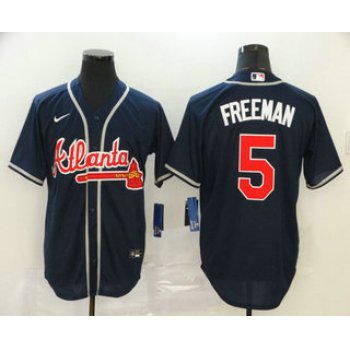 Men's Atlanta Braves #5 Freddie Freeman Navy Blue Stitched MLB Cool Base Nike Jersey