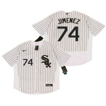 Men's Chicago White Sox #74 Eloy Jimenez White Pinstripe Stitched MLB Flex Base Nike Jersey