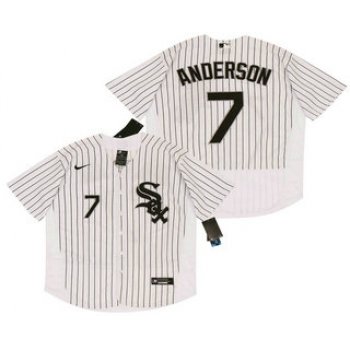 Men's Chicago White Sox #7 Tim Anderson White Pinstripe Stitched MLB Flex Base Nike Jersey