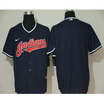 Men's Cleveland Indians Blank Navy Blue Stitched MLB Cool Base Nike Jersey