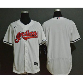 Men's Cleveland Indians Blank White Stitched MLB Flex Base Nike Jersey
