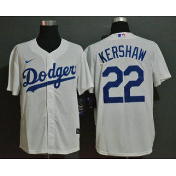 Men's Los Angeles Dodgers #22 Clayton Kershaw White Stitched MLB Cool Base Nike Jersey