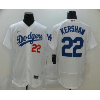 Men's Los Angeles Dodgers #22 Clayton Kershaw White Stitched MLB Flex Base Nike Jersey