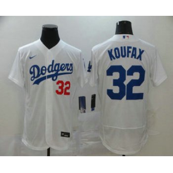 Men's Los Angeles Dodgers #32 Sandy Koufax White Stitched MLB Flex Base Nike Jersey