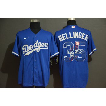 Men's Los Angeles Dodgers #35 Cody Bellinger Blue Team Logo Stitched MLB Cool Base Nike Jersey