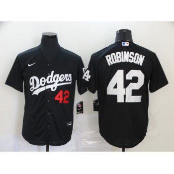 Men's Los Angeles Dodgers #42 Jackie Robinson Black Stitched MLB Cool Base Nike Jersey