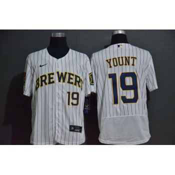 Men's Milwaukee Brewers #19 Robin Yount White Stitched MLB Flex Base Nike Jersey