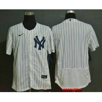 Men's New York Yankees Blank White Home Stitched MLB Flex Base Nike Jersey