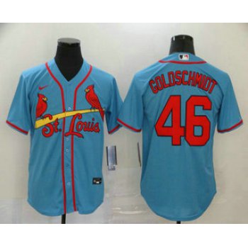 Men's St. Louis Cardinals #46 Paul Goldschmidt Light Blue Stitched MLB Cool Base Nike Jersey