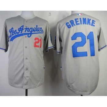Los Angeles Dodgers #21 Zack Greinke Gray Jersey