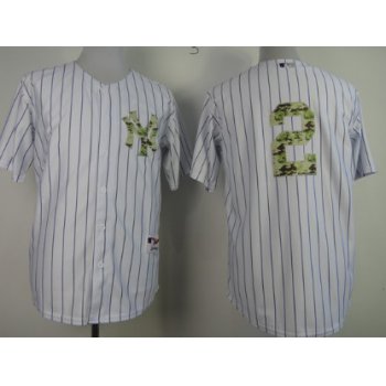 New York Yankees #2 Derek Jeter White With Camo Jersey
