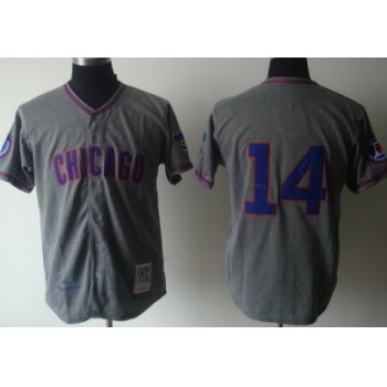 Chicago Cubs #14 Ernie Banks 1968 Gray Wool Throwback Jersey