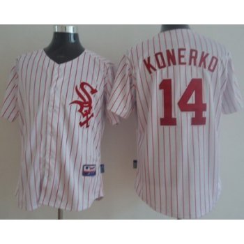 Chicago White Sox #14 Paul Konerko White With Red Pinstripe Jersey