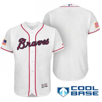 Men's Atlanta Braves Blank White Stars & Stripes Fashion Independence Day Stitched MLB Majestic Cool Base Jersey
