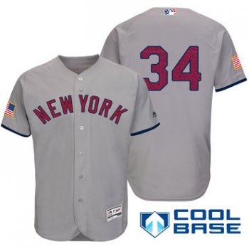 Men's New York Yankees #34 Brian McCann Gray Stars & Stripes Fashion Independence Day Stitched MLB Majestic Cool Base Jersey
