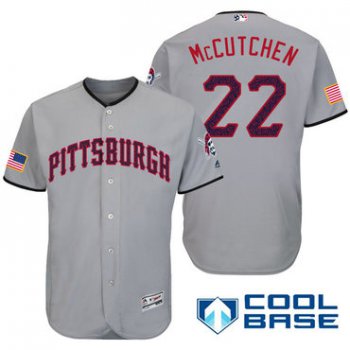 Men's Pittsburgh Pirates #22 Andrew McCutchen Gray Stars & Stripes Fashion Independence Day Stitched MLB Majestic Cool Base Jersey