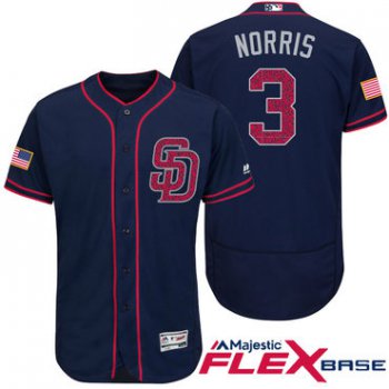Men's San Diego Padres #3 Derek Norris Navy Blue Stars & Stripes Fashion Independence Day Stitched MLB Majestic Flex Base Jersey