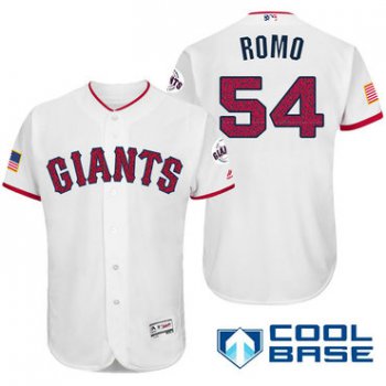 Men's San Francisco Giants #54 Sergio Romo White Stars & Stripes Fashion Independence Day Stitched MLB Majestic Cool Base Jersey