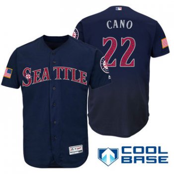 Men's Seattle Mariners #22 Robinson Cano Navy Blue Stars & Stripes Fashion Independence Day Stitched MLB Majestic Cool Base Jersey