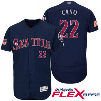 Men's Seattle Mariners #22 Robinson Cano Navy Blue Stars & Stripes Fashion Independence Day Stitched MLB Majestic Flex Base Jersey