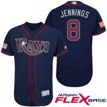Men's Tampa Bay Rays #8 Desmond Jennings Navy Blue Stars & Stripes Fashion Independence Day Stitched MLB Majestic Flex Base Jersey