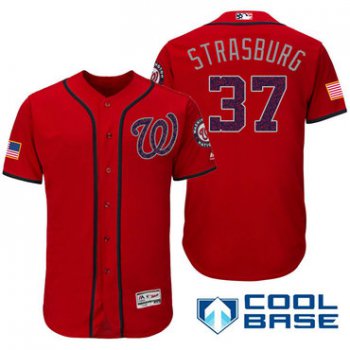 Men's Washington Nationals #37 Stephen Strasburg Red Stars & Stripes Fashion Independence Day Stitched MLB Majestic Cool Base Jersey