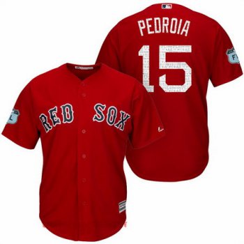 Men's Boston Red Sox #15 Dustin Pedroia Red 2017 Spring Training Stitched MLB Majestic Cool Base Jersey