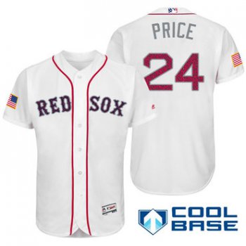 Men's Boston Red Sox #24 David Price White Stars & Stripes Fashion Independence Day Stitched MLB Majestic Cool Base Jersey