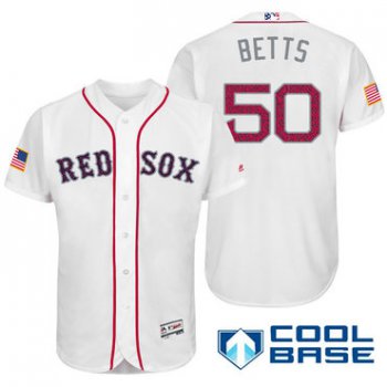 Men's Boston Red Sox #50 Mookie Betts White Stars & Stripes Fashion Independence Day Stitched MLB Majestic Cool Base Jersey