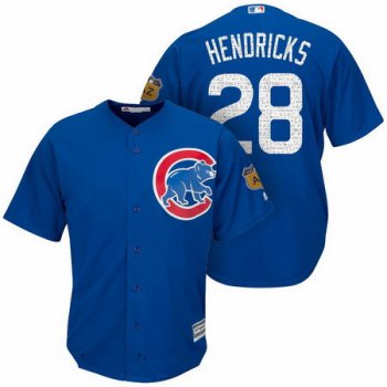 Men's Chicago Cubs #28 Kyle Hendricks Royal Blue 2017 Spring Training Stitched MLB Majestic Cool Base Jersey