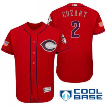 Men's Cincinnati Reds #2 Zack Cozart Red Stars & Stripes Fashion Independence Day Stitched MLB Majestic Cool Base Jersey
