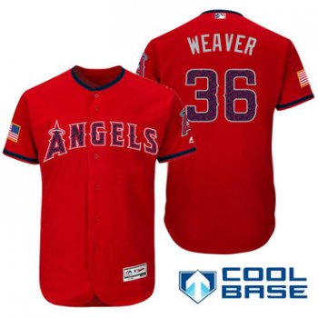 Men's Los Angeles Angels Of Anaheim #36 Jered Weaver Red Stars & Stripes Fashion Independence Day Stitched MLB Majestic Cool Base Jersey