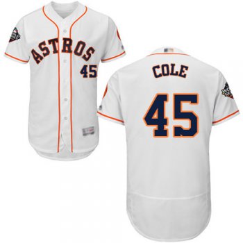 Astros #45 Gerrit Cole White Flexbase Authentic Collection 2019 World Series Bound Stitched Baseball Jersey
