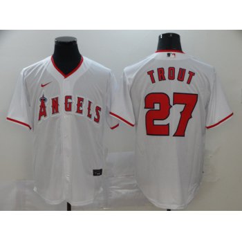 Men's Los Angeles Angels #27 Mike Trout White Stitched MLB Cool Base Nike Jersey