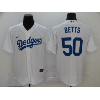 Men's Los Angeles Dodgers #50 Mookie Betts White Stitched MLB Cool Base Nike Jersey