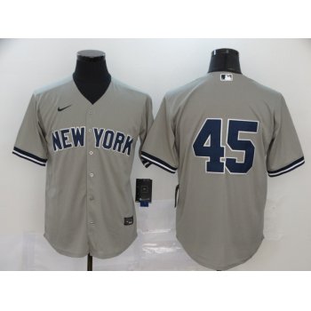 Men's New York Yankees #45 Gerrit Cole Gray No Name Stitched MLB Cool Base Nike Jersey