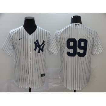 Men's New York Yankees #99 Aaron Judge White Home No Name Stitched MLB Cool Base Nike Jersey