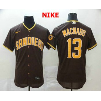Men's San Diego Padres #13 Manny Machado Brown Stitched MLB Flex Base Nike Jersey