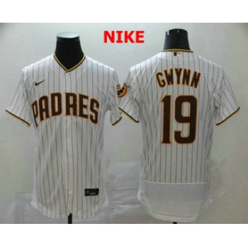 Men's San Diego Padres #19 Tony Gwynn White Pinstripe Stitched MLB Flex Base Nike Jersey